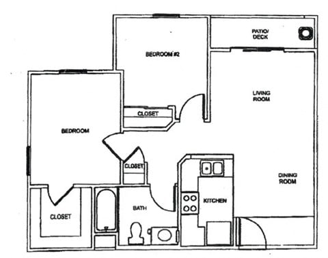 Woodbridge Two Bedroom One Bathroom Floor Plan
